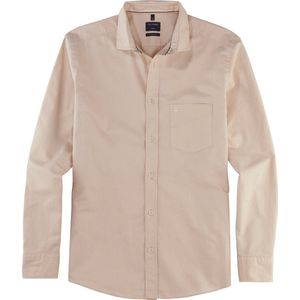 OLYMP Casual regular fit overhemd - structuur - beige - Strijkvriendelijk - Boordmaat: 41 - 42