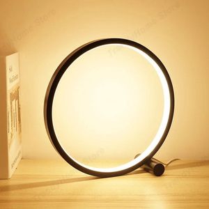 Minimalistische moderne tafellamp - Tafellamp slaapkamer - Display lamp - Ronde lamp - Bureaulamp led - 25 cm hoog - Zwart - Warm wit licht