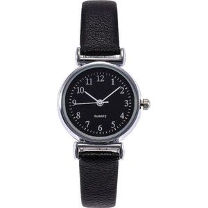Fako® - Horloge - Ø 26mm - Zilverkleurig - Zwart