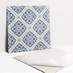 Tulup PVC Tegels - Portugese Blauwe Tegels Vinyl Tegels - 30 cm x 30 cm - Blauw Zelfklevende PVC Tegels - Set van 9 - Klassiek Plaktegels - Vinyl Vloer Tegels - Plaktegels keuken en Badkamer