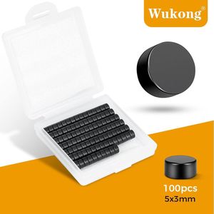 Neodymium magneten, zwarte, kleine magneten, 5 x 3 mm, 100 stuks, sterke mini-magneten voor whiteboards, koelkast, handwerk, magneetbord en doe-het-zelfprojecten