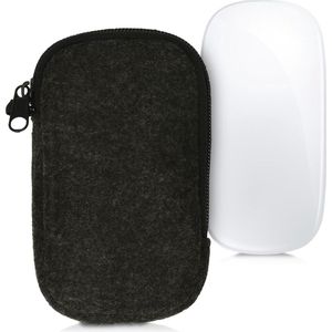 kwmobile Hoes geschikt voor Apple Magic Mouse 1 / 2 - Vilten hoes voor computermuis - Beschermhoes voor PC muis donkergrijs