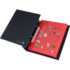 SAFE Compact verzamelalbum geschikt voor pins, medailles, broches en andere spelden - incl. 2 rood fluwelen bevestigingspanelen