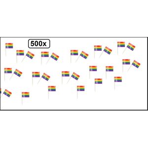 500x Cocktailprikker vlag Regenboog - Rainbow Cocktail prikker worst tapas hapjes festival thema feest