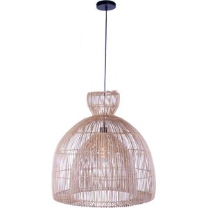 Hanglamp Rotan naturel | 1 lichts | bruin / naturel | hout | Ø 60 cm | in hoogte verstelbaar tot 165 cm | eetkamer / woonkamer lamp | modern / landelijk design