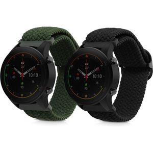 kwmobile Horlogebandjes geschikt voor Xiaomi Mi Watch Color Sport / S1 Active - 2 x Nylon Smartwatch bandje in zwart / groen.