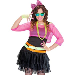 Widmann - Jaren 80 & 90 Kostuum - Kanten Disco Rok Zwart Vrouw - Zwart - One Size - Carnavalskleding - Verkleedkleding