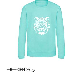 Be Friends Sweater - Tijger - Kinderen - Mint groen - Maat 12-13 jaar