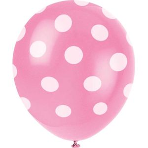 Partydeco - Ballonnen Baby roze dots wit 6 stuks
