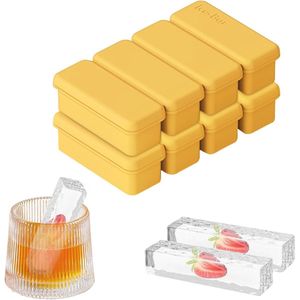 Set van 2 Siliconen IJsblokjesvormen met Deksel - Stapele Grote IJsvormpjes voor Whiskey en Cocktails - Rechthoekige Mallen voor Soep, Boter en Bakken
