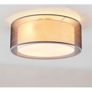 Lindby - plafondlamp - 3 lichts - Stof, plastic, metaal - H: 18 cm - E14 - grijs, wit, mat nikkel