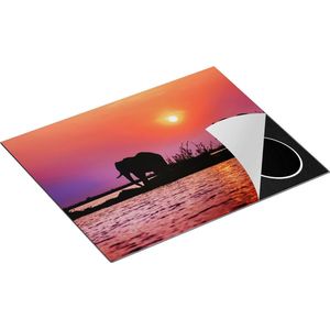 Chefcare Inductie Beschermer Twee Olifanten aan het Water bij Zonsondergang - 65x52 cm - Afdekplaat Inductie - Kookplaat Beschermer - Inductie Mat