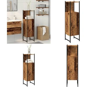 vidaXL Badkamerkast 33x33x120,5 cm bewerkt hout oud houtkleurig - Badkamerkast - Badkamerkasten - Badkamer Kast - Badkamerkastje