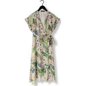 Jansen Amsterdam Wb566 Printed Wrap Long Dress Jurken Dames - Kleedje - Rok - Jurk - Zand - Maat XS