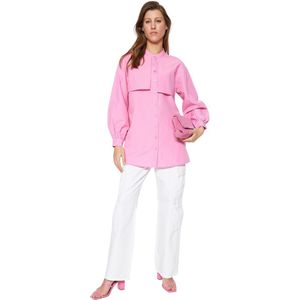 Trendyol Roze Geweven Katoenen Overhemd Tctss23Tg00030