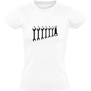 Flesopener Gereedschap Dames T-shirt | Bier | Monteur | Steeksleutel | Bout | Bouten | Klusjesman | Bouw | Bouwvakker | Shirt