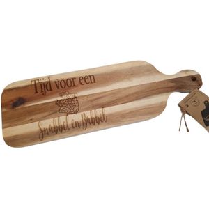 Acacia houten snijplank - Tijd voor Snabbel en Babbel - Tapas plank - Quote - Decoratief - Verjaardag 40 cm