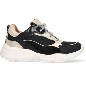 Braqeez 423783-589 Meisjes Lage Sneakers - Zwart/Zilver - Suède - Veters