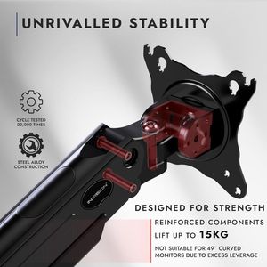 Monitor Arm Bracket Mount voor 24-49"" Schermen - Ergonomisch Verstelbaar en Kantelbaar - VESA 75/100mm - Max. 15kg