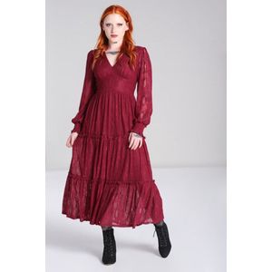 Hell Bunny - Rhea Maxi lange jurk - XS - Bordeaux rood