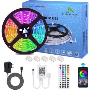 RGB 5M SMD 5050 LED Strip met 12V voeding & 44 toetsen afstandsbediening - Lichtstrip met tape verlichting
