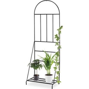 Plantenrek rankhulp tuin-balkon-terras staal plantenstandaard HBD 200x70x40 cm zwart metrikunst plantensteun halfronde