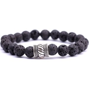 FortunaBeads – Bali Lava – Kralen Armband Heren – Zwart – 22cm