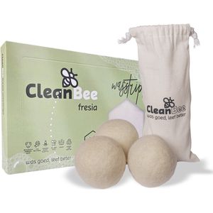 CleanBee® XXL Drogerballen 3 stuks met wasstrips 96 wasbeurten Fresia - Wasmiddeldoekjes - Wasverzachter - Combipakket - Wasmiddel - Wasvellen - Detergent Sheets - Eco Laundry Strips - Plasticvrij - Biologisch - Eco Wasstrips - Duurzaam