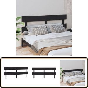 vidaXL Hoofdbord - Massief Grenenhout - Zwart - 184x81 cm Hoofd Bord - Hoofdkussen - Bed Frame - Slaap Kamer - Hout Meubilair