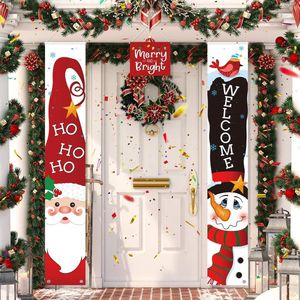 3 stuks kerstdeur banner decoraties, rood welkom Vrolijk Kerstmis veranda bord vrolijk en licht Kerstman sneeuwpop outdoor banner hangend decor voor feestaccessoires