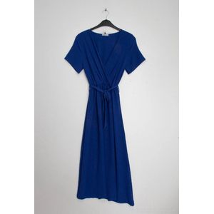 Dames wikkel jurk Daisy-effen jurk konings blauw royal blue-maat M/L-strandjurk