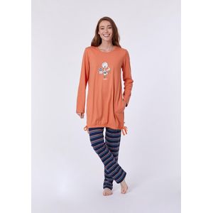 Woody pyjama meisjes - oranje - highlander koe - kip - 212-1-TUL-S/507 - maat 116