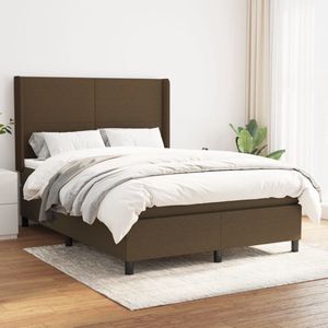The Living Store Boxspringbed - Donkerbruin - Stof - 140 x 200 x 118/128 cm - Pocketvering