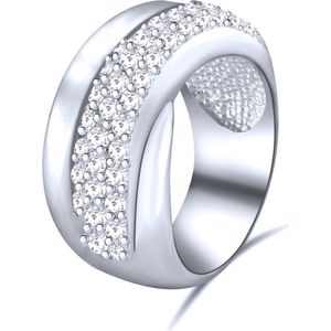 Quiges - 925 Zilveren Ring Klassiek Tulband Solitair met Zirkonia  Kristal - QSR08817