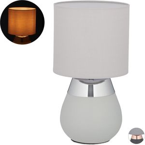 Relaxdays tafellamp touch - nachtlampje - schemerlamp - dimbaar - touch lamp - E14 fitting - zilver