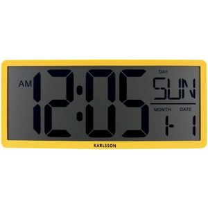 Karlsson Wandklok Retro LCD - Geel - 34.8x2.7x14.8cm - Scandinavisch - Sinterklaas cadeau - Sinterklaas cadeautjes - Cadeau vrouw - Cadeau man - Cadeau voor haar - Cadeau voor hem - Sint cadeau - Sint kado - Kado man - Kado vrouw