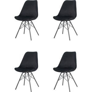 Nuvolix velvet eetkamerstoelen set van 4 ""San Francisco"" - eetkamerstoel - velvet kuipstoel - zwart