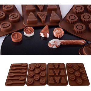 Chocoladevormen / borden om zelf chocolade te maken, set van 4