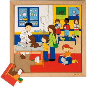 Educo Kinderpuzzel Dierenarts - Legpuzzel - Houten speelgoed - Houten puzzel - Educatief speelgoed - Kinderspeelgoed - 16 stukjes