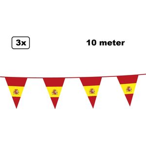 3x Vlaggenlijn Spanje 10 meter - Landen festival thema feest vlaglijn verjaardag fun party
