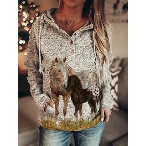 Hoodie merrie met veulen - paarden - S - vest - sweater - outdoortrui - trui - oversized