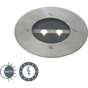 QAZQA tiny - Moderne LED Grondspot - 1 lichts - Ø 120 mm - Staal - Buitenverlichting