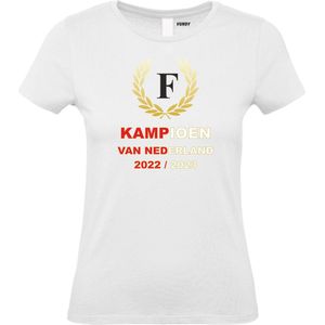 Dames T-shirt Krans Kampioen 2022-2023 | Rotterdam Supporter | Shirt Kampioen | Kampioensshirt | Wit | maat XXL