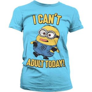 Minions Dames Tshirt -M- I Can't Adult Today Blauw
