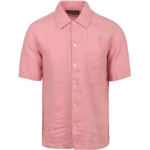 Marc O'Polo - Overhemd Short Sleeves Linnen Roze - Heren - Maat L - Regular-fit
