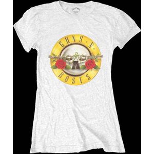 Guns N' Roses - Classic Bullet Logo Dames T-shirt - S - Wit