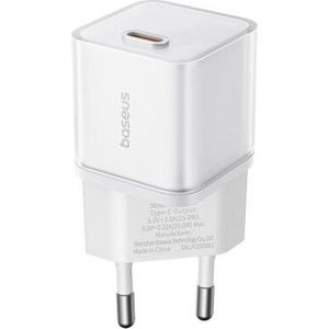 Baseus GaN5S USB-C Snellader | 20W Power Delivery Adapter | Telefoon Oplader | Fast en Quick Charge | Wit