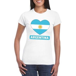 Argentinie hart vlag t-shirt wit dames M