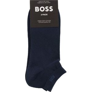 BOSS enkelsokken (2-pack) - heren sneaker sokken katoen - donkerblauw - Maat: 47-50