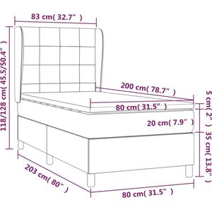 VidaXL Boxspring met Matras Stof Lichtgrijs 80x200 cm